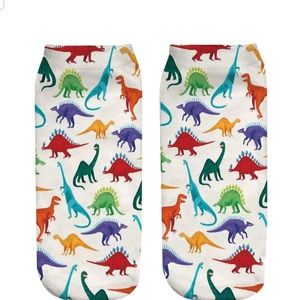 Kids White & Multicolor Dinosaur socks